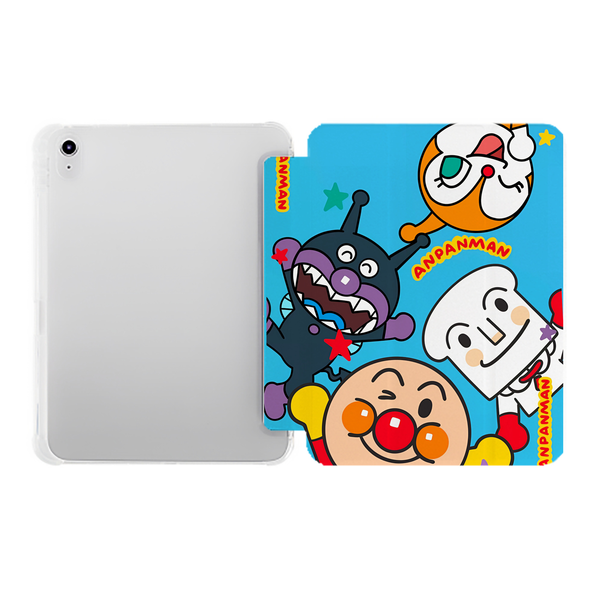（画像用） アンパンマン Anpanman IPad ケース ペン収納付き 三つ折りスタンド PUレザー×シリコン 対応機種9.5/10.5/10.9インチ